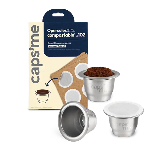 300 opercules & 3 capsules réutilisables & rechargeables en inox compatibles Nespresso®