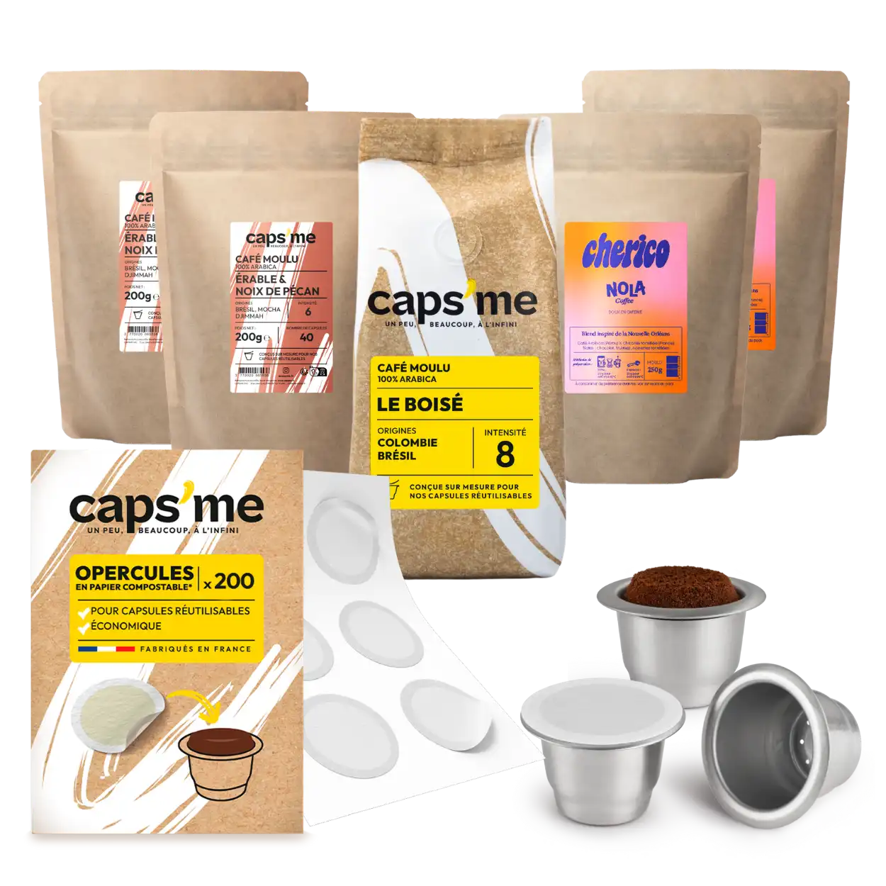 CAPSME - Opercules En Papier Compostable Pour Capsules Réutilisables Nespresso - Fabriqué En France, 300+30 Offerts !